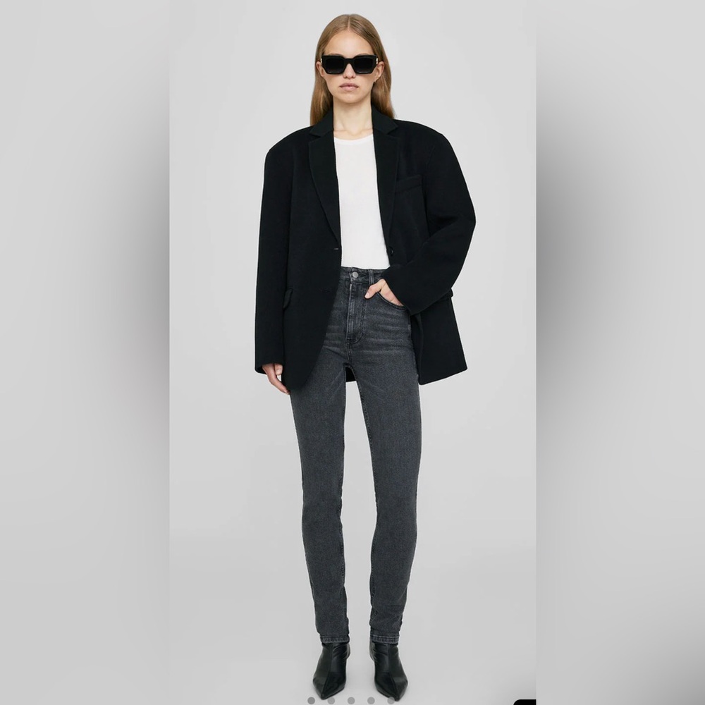 BNWT Anine Bing Beck Denim Jeans Size 28 High Rise Skinny Slim Dark Grey